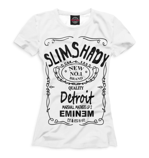 Женская футболка с изображением Slim Shady цвета Белый