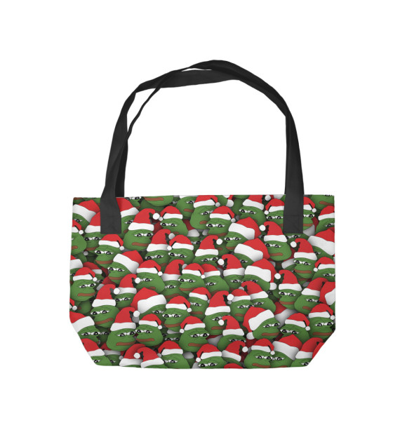 Пляжная сумка с изображением Новогодние лягушки цвета 
