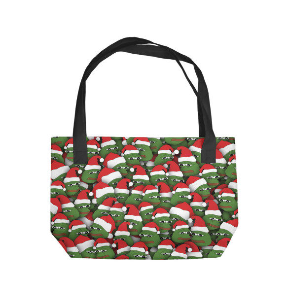 Пляжная сумка с изображением Новогодние лягушки цвета 