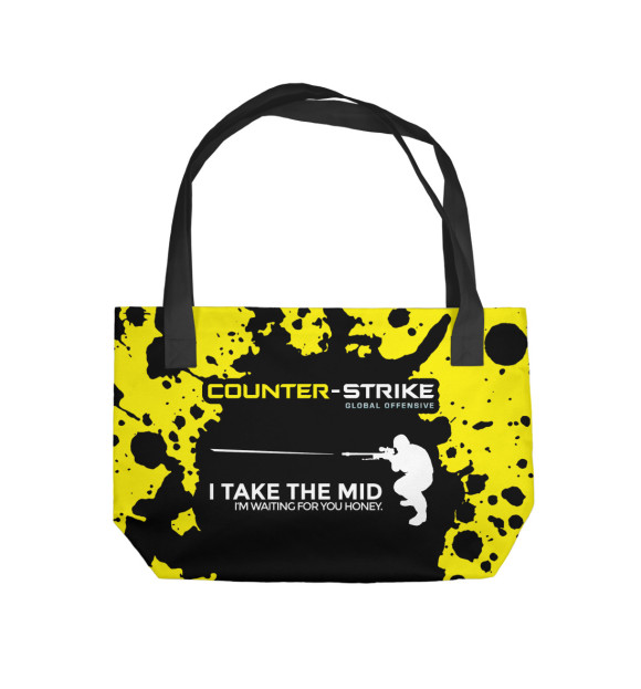 Пляжная сумка с изображением Counter Strike GO MID цвета 