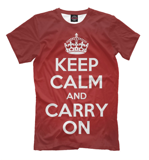 Мужская футболка с изображением Keep calm and carry on цвета Светло-коричневый