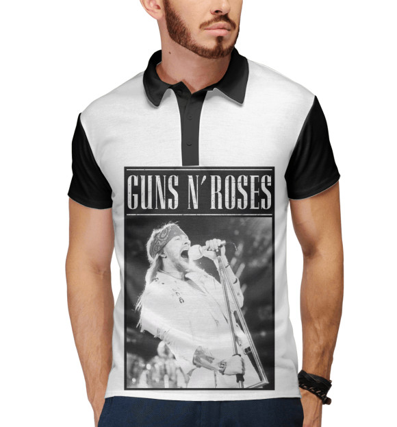 Мужское поло с изображением Guns N' Roses цвета Белый