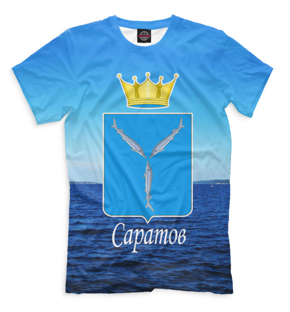 Мужская футболка с изображением Саратов цвета Грязно-голубой