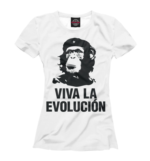 Женская футболка с изображением Viva la evolucion цвета Белый