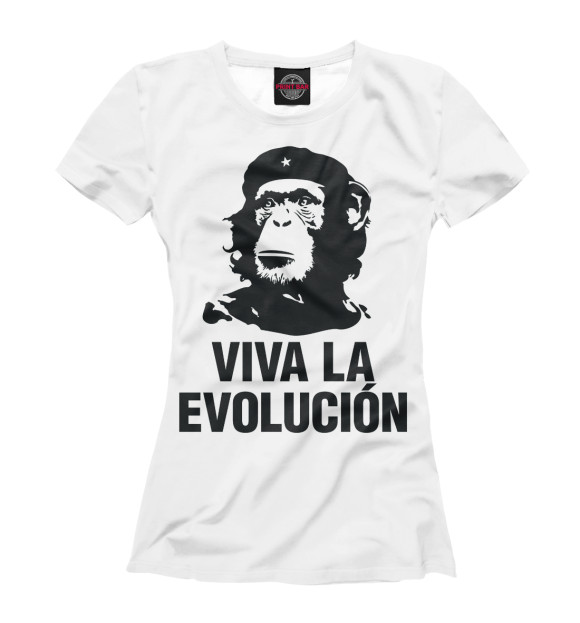 Футболка для девочек с изображением Viva la evolucion цвета Белый
