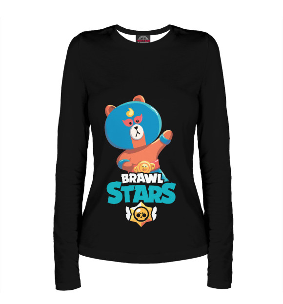 Женский лонгслив с изображением Brawl Stars МЕДВЕДЬ цвета Белый