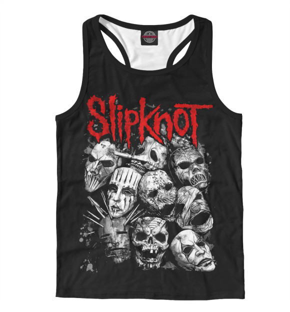 Мужская майка-борцовка с изображением Slipknot цвета Белый