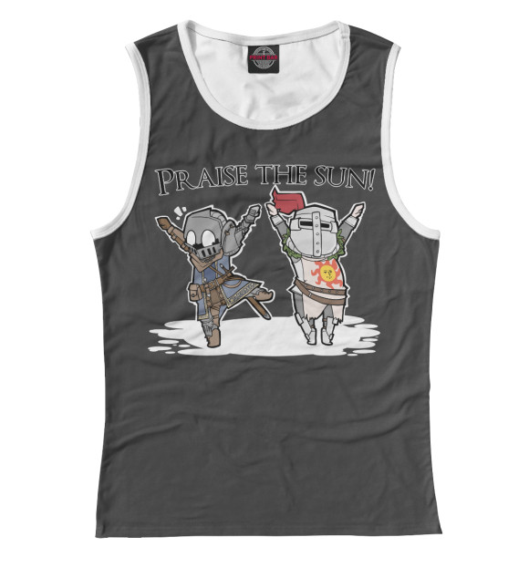 Майка для девочки с притом Praise the sun цвета Белый Майка для девочки с изображением Praise the sun цвета Белый