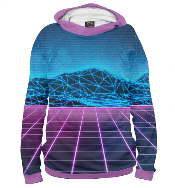 Женское худи с изображением synthwave цвета Белый
