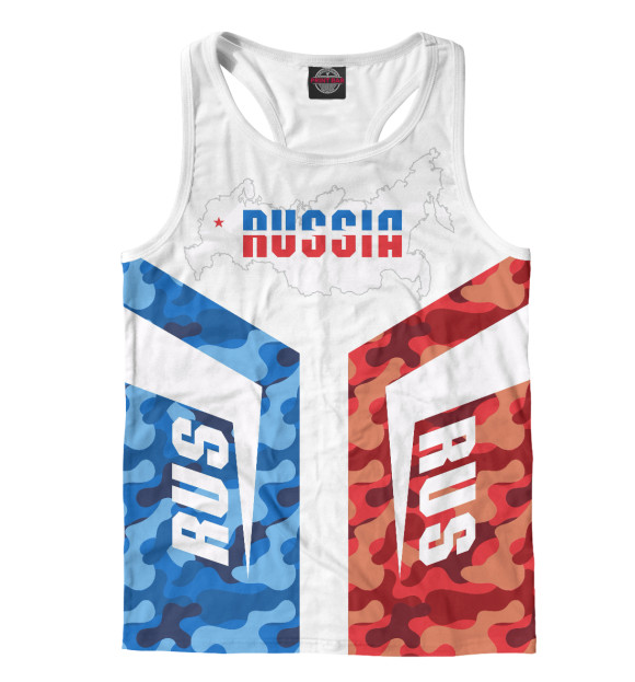 Мужская майка-борцовка с изображением Символика РФ цвета Белый