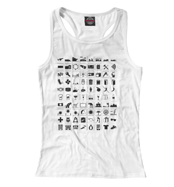 Женская майка-борцовка с изображением 80 интуитивно понятных знаков цвета Белый
