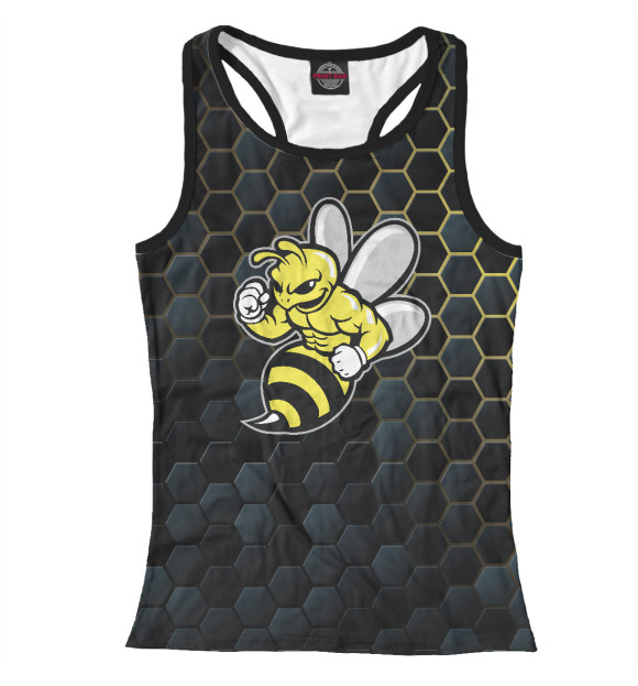 Женская майка-борцовка с изображением Мощная пчела цвета Белый