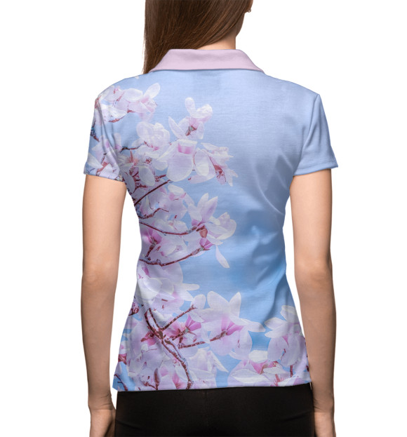 Женское поло с изображением Цветущая магнолия цвета Белый