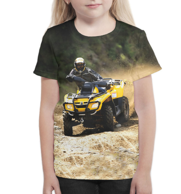 Футболка для девочек с изображением Квадроцикл цвета Белый