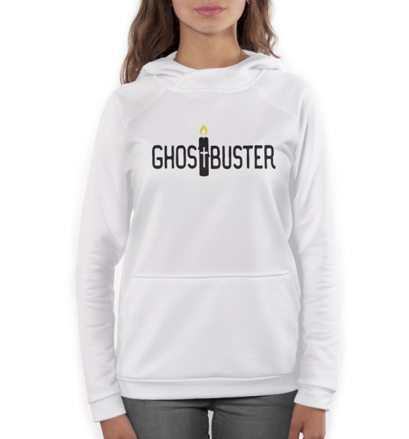 Женское худи с изображением Ghost Buster white цвета Белый