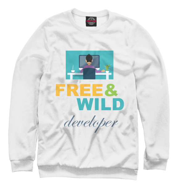 Свитшот для мальчиков с изображением Free & Wild цвета Белый