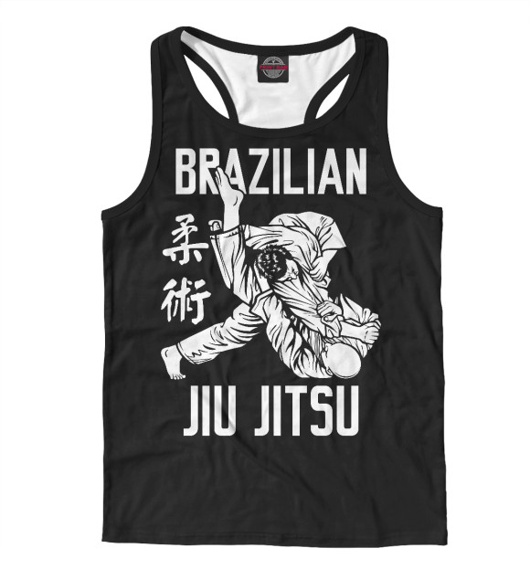 Мужская майка-борцовка с притом Джиу-джитсу цвета Белый Мужская майка-борцовка с изображением Джиу-джитсу цвета Белый