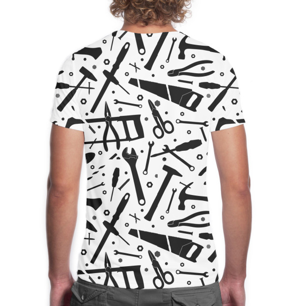 Мужская футболка с изображением Инструменты цвета Белый