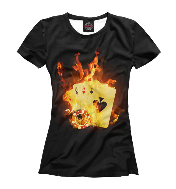 Женская футболка с изображением Карты в огне цвета Белый