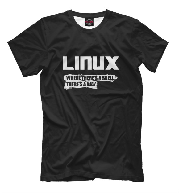 Мужская футболка с изображением Linux цвета Черный