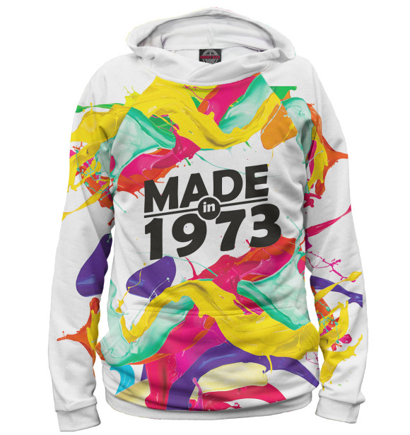 Мужское худи с изображением Made in 1973 цвета Белый