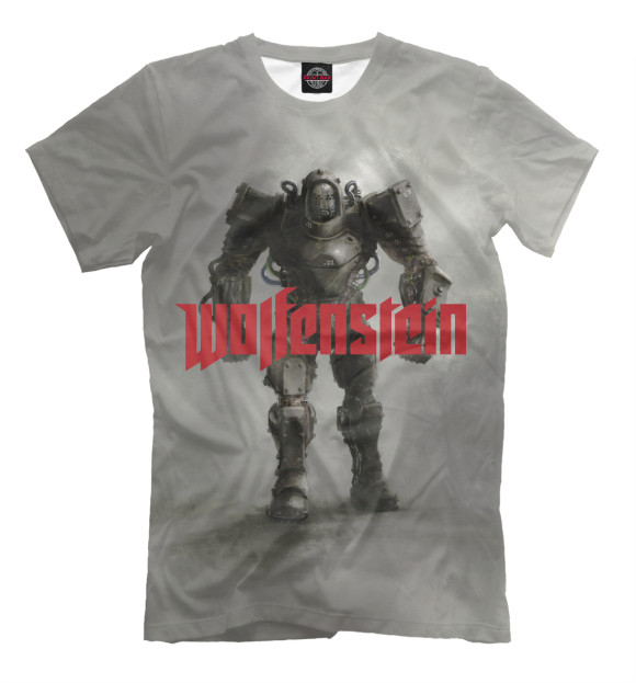 Мужская футболка с изображением Wolfenstein Робот цвета Серый