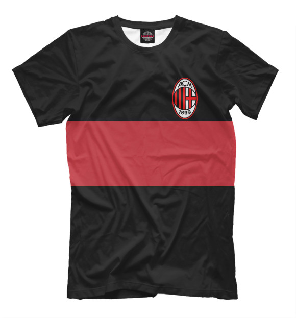Мужская футболка с изображением ФК Милан цвета Черный