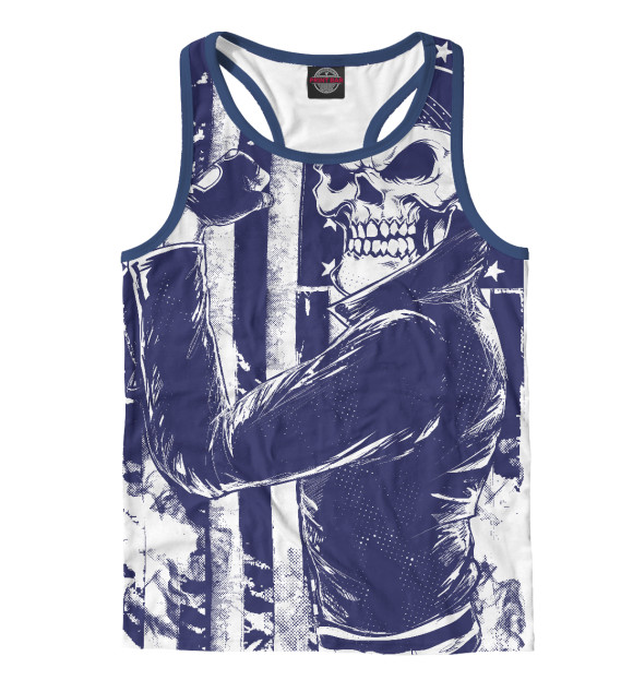 Мужская майка-борцовка с изображением Скелет цвета Белый