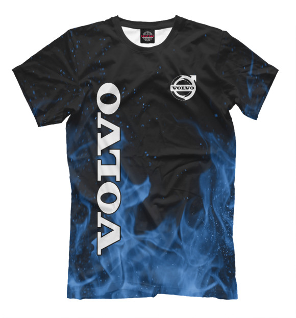 Мужская футболка с изображением Volvo blue fire цвета Черный