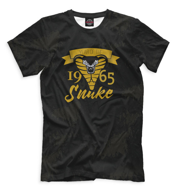 Мужская футболка с изображением Год змеи —1965 цвета Черный
