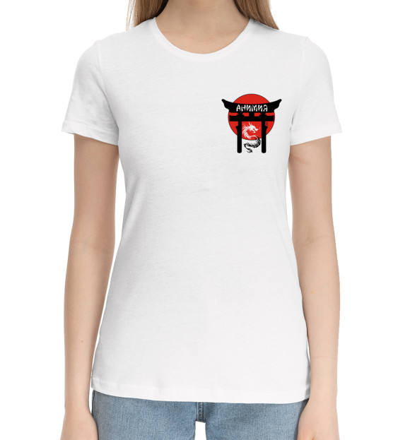 Женская хлопковая футболка с изображением Анимия цвета Белый