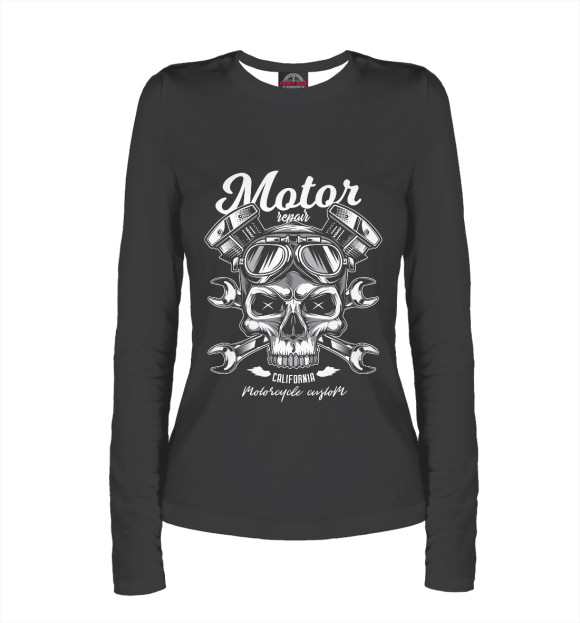 Женский лонгслив с изображением Motor цвета Белый