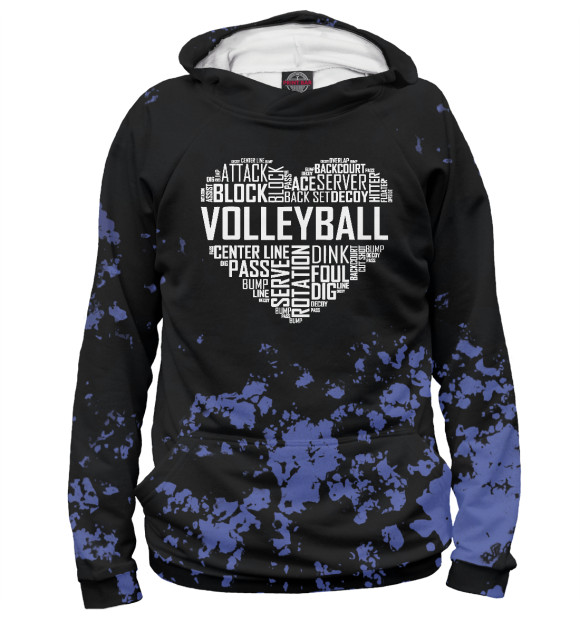 Женское худи с изображением Volleyball  Heart цвета Белый