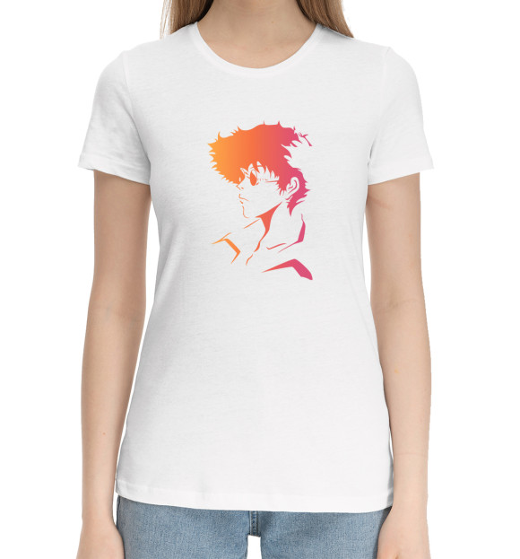 Женская хлопковая футболка с изображением Ковбой Бибоп цвета Белый