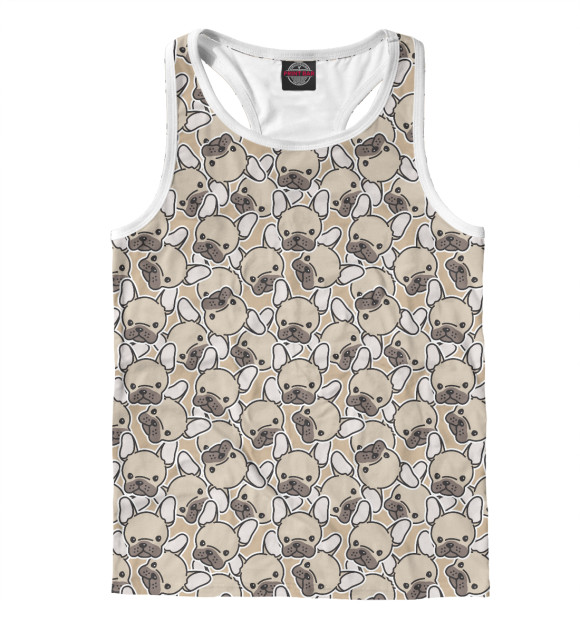 Мужская майка-борцовка с изображением Щенки Французского Бульдога цвета Белый