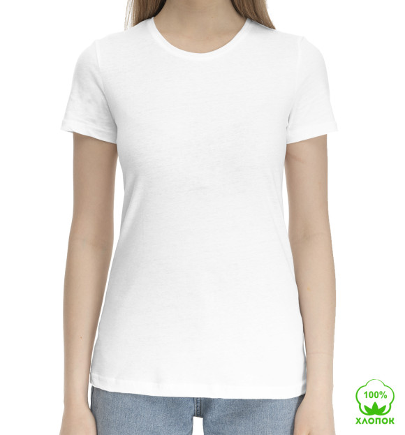Женская хлопковая футболка с изображением white цвета Белый