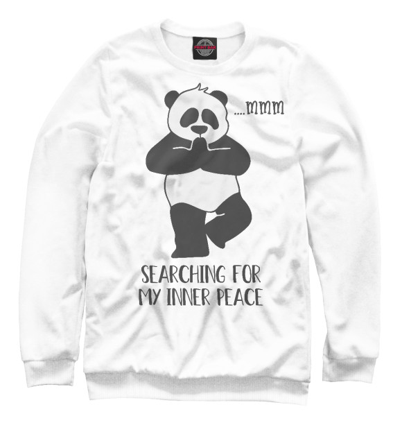 Мужской свитшот с изображением Йога панда цвета Белый