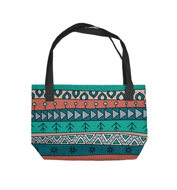 Пляжная сумка с изображением Бирюзовый африканский узор цвета 