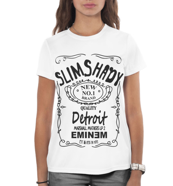 Женская футболка с изображением Slim Shady цвета Белый