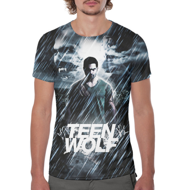 Мужская футболка с изображением Волчонок цвета Белый