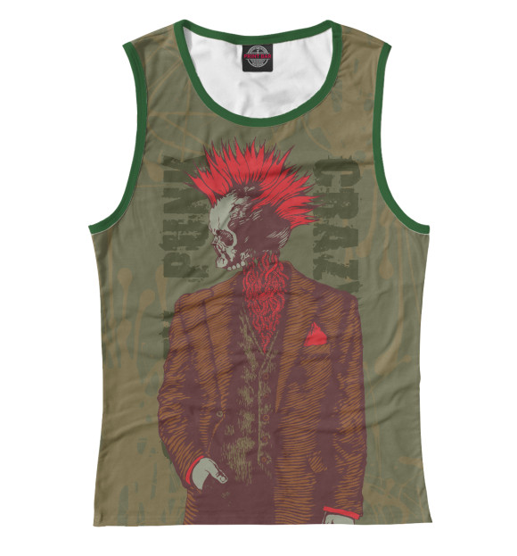 Женская майка с изображением Crazy Punk цвета Белый