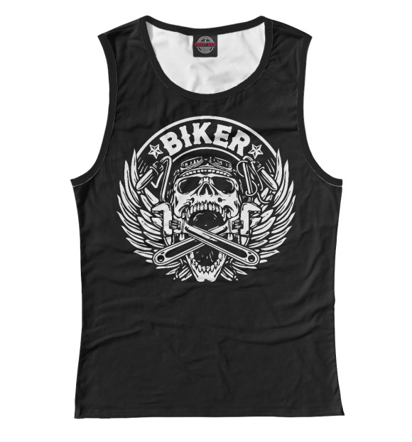 Женская майка с изображением Biker цвета Белый