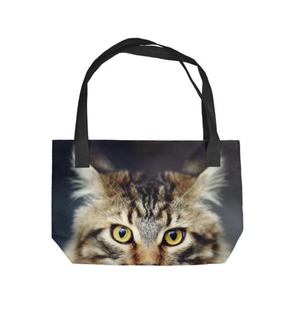 Пляжная сумка с изображением Пушистый кот цвета 