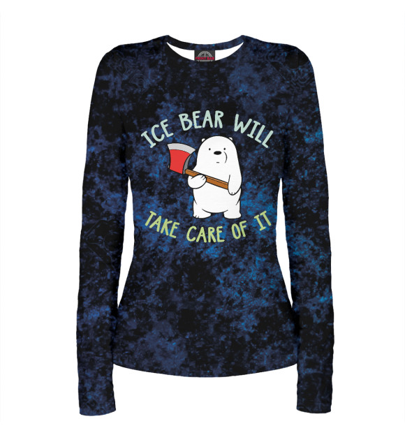 Женский лонгслив с изображением Ice Bear Will Take Care цвета Белый