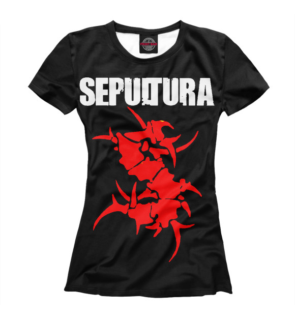Женская футболка с изображением Sepultura цвета Белый