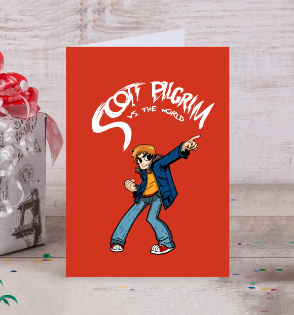 Открытка с изображением Scott Pilgrim vs The world цвета Белый