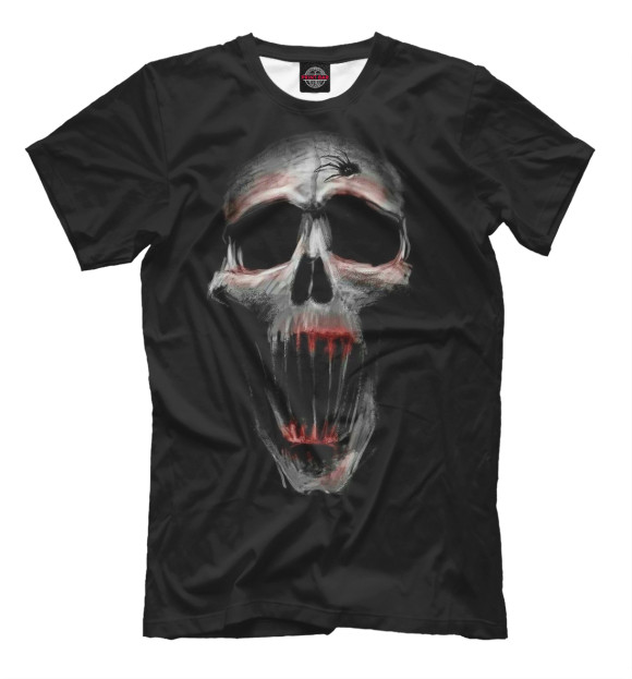 Мужская футболка с изображением Кошмарный череп цвета Черный