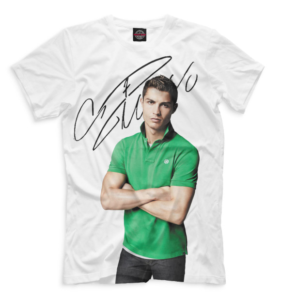 Мужская футболка с изображением Криштиану Роналду цвета Молочно-белый