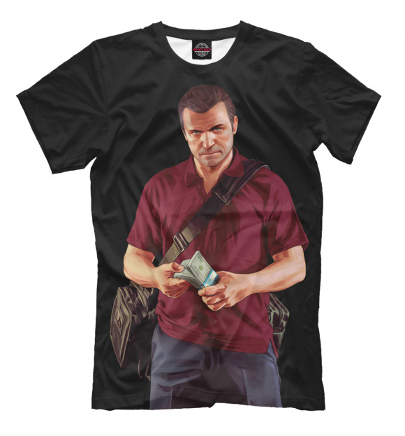 Мужская футболка с изображением GTA 5 Майкл цвета Черный