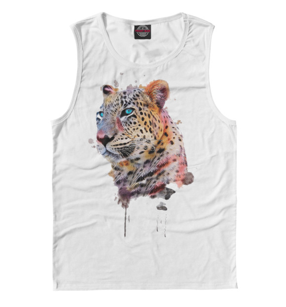 Майка для мальчика с притом Цветной Леопард цвета Белый Майка для мальчика с изображением Цветной Леопард цвета Белый